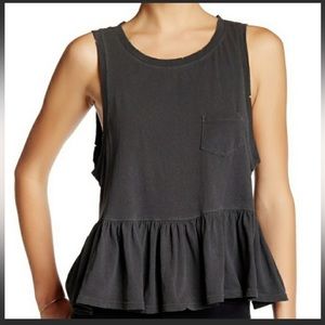 Free People Distressed Ruffled Peplum Tank Top Sz XS